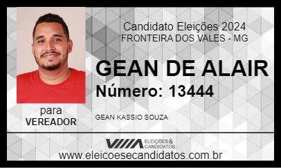 Candidato GEAN DE ALAIR 2024 - FRONTEIRA DOS VALES - Eleições