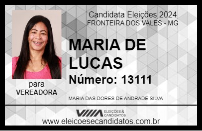 Candidato MARIA DE LUCAS 2024 - FRONTEIRA DOS VALES - Eleições