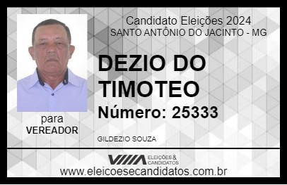 Candidato DEZIO DO TIMOTEO 2024 - SANTO ANTÔNIO DO JACINTO - Eleições