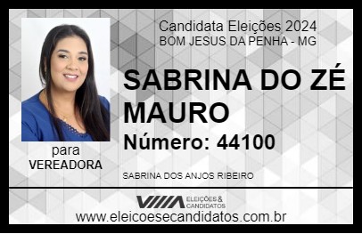 Candidato SABRINA DO ZÉ MAURO 2024 - BOM JESUS DA PENHA - Eleições