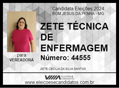 Candidato ZETE TÉCNICA DE ENFERMAGEM 2024 - BOM JESUS DA PENHA - Eleições