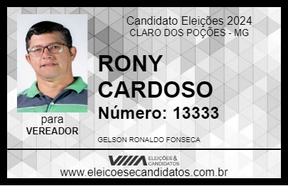 Candidato RONY CARDOSO  2024 - CLARO DOS POÇÕES - Eleições