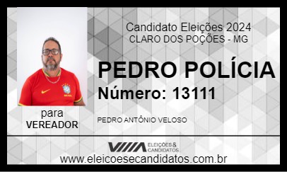 Candidato PEDRO POLÍCIA 2024 - CLARO DOS POÇÕES - Eleições