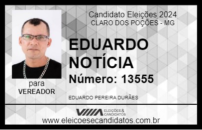 Candidato EDUARDO NOTÍCIA 2024 - CLARO DOS POÇÕES - Eleições