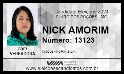 Candidato NICK AMORIM 2024 - CLARO DOS POÇÕES - Eleições