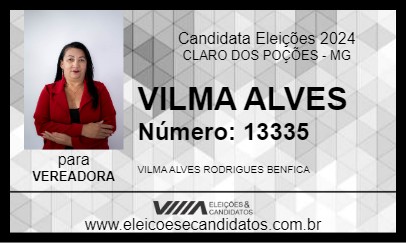 Candidato VILMA ALVES 2024 - CLARO DOS POÇÕES - Eleições