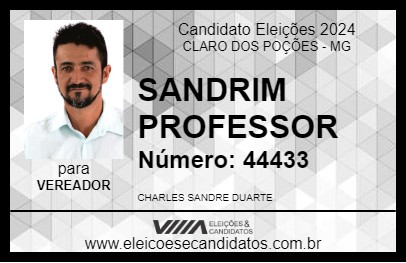 Candidato SANDRIM PROFESSOR 2024 - CLARO DOS POÇÕES - Eleições