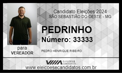 Candidato PEDRINHO 2024 - SÃO SEBASTIÃO DO OESTE - Eleições