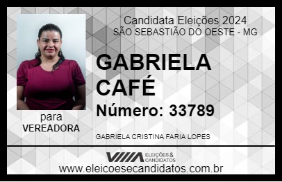 Candidato GABRIELA CAFÉ 2024 - SÃO SEBASTIÃO DO OESTE - Eleições