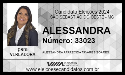 Candidato ALESSANDRA 2024 - SÃO SEBASTIÃO DO OESTE - Eleições