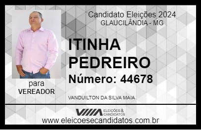 Candidato ITINHA PEDREIRO 2024 - GLAUCILÂNDIA - Eleições