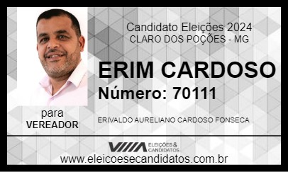 Candidato ERIM CARDOSO 2024 - CLARO DOS POÇÕES - Eleições