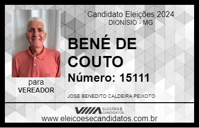 Candidato BENÉ DE COUTO 2024 - DIONÍSIO - Eleições