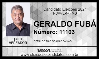 Candidato GERALDO FUBÁ 2024 - NOVA ERA - Eleições