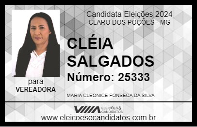 Candidato CLÉIA SALGADOS 2024 - CLARO DOS POÇÕES - Eleições