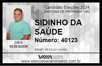 Candidato SIDINHO DA SAÚDE 2024 - SANTANA DE PIRAPAMA - Eleições