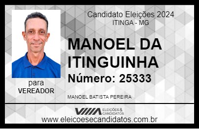 Candidato MANOEL DA ITINGUINHA 2024 - ITINGA - Eleições