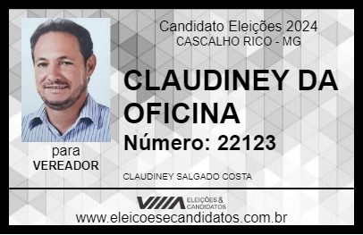 Candidato CLAUDINEY DA OFICINA 2024 - CASCALHO RICO - Eleições