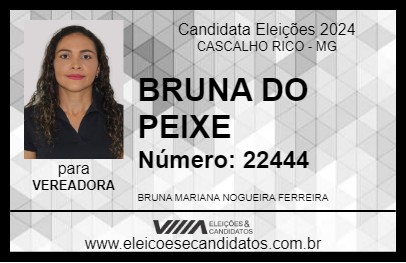 Candidato BRUNA DO PEIXE 2024 - CASCALHO RICO - Eleições