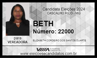 Candidato BETH 2024 - CASCALHO RICO - Eleições