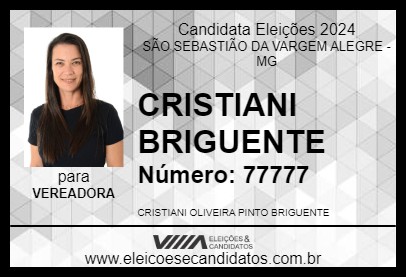 Candidato CRISTIANI BRIGUENTE 2024 - SÃO SEBASTIÃO DA VARGEM ALEGRE - Eleições