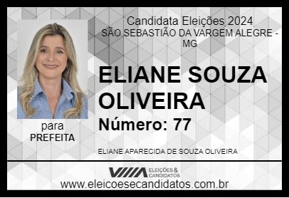 Candidato ELIANE SOUZA OLIVEIRA 2024 - SÃO SEBASTIÃO DA VARGEM ALEGRE - Eleições