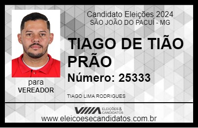 Candidato TIAGO DE TIÃO PRÃO 2024 - SÃO JOÃO DO PACUÍ - Eleições