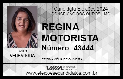 Candidato REGINA MOTORISTA 2024 - CONCEIÇÃO DOS OUROS - Eleições