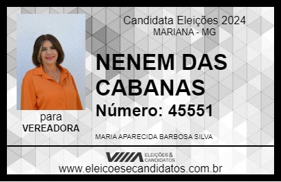 Candidato NENEM DAS CABANAS 2024 - MARIANA - Eleições