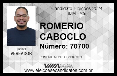 Candidato ROMERIO CABOCLO 2024 - IBIAÍ - Eleições