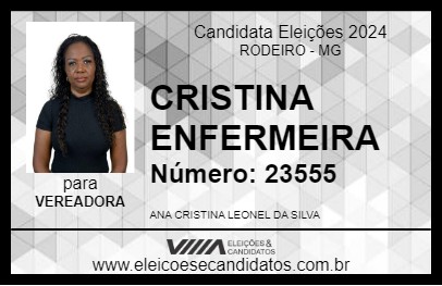 Candidato CRISTINA ENFERMEIRA 2024 - RODEIRO - Eleições