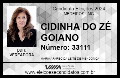 Candidato CIDINHA DO ZÉ GOIANO 2024 - MEDEIROS - Eleições