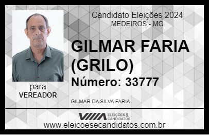 Candidato GILMAR FARIA (GRILO) 2024 - MEDEIROS - Eleições