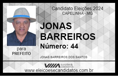 Candidato JONAS BARREIROS 2024 - CAPELINHA - Eleições