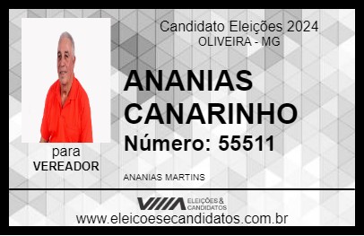 Candidato ANANIAS CANARINHO 2024 - OLIVEIRA - Eleições