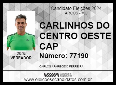 Candidato CARLINHOS DO CENTRO OESTE CAP 2024 - ARCOS - Eleições