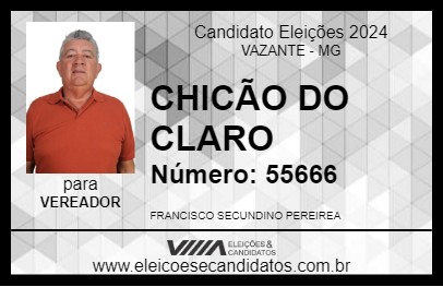 Candidato CHICÃO DO CLARO 2024 - VAZANTE - Eleições