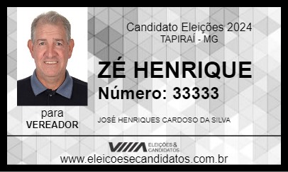 Candidato ZÉ HENRIQUE 2024 - TAPIRAÍ - Eleições