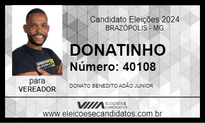 Candidato DONATINHO 2024 - BRAZÓPOLIS - Eleições