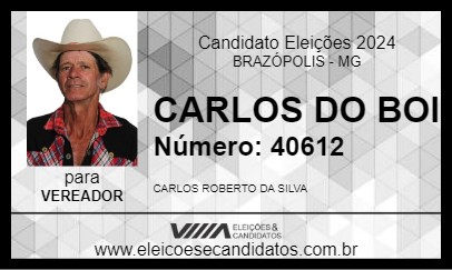 Candidato CARLOS DO BOI 2024 - BRAZÓPOLIS - Eleições