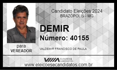 Candidato DEMIR 2024 - BRAZÓPOLIS - Eleições