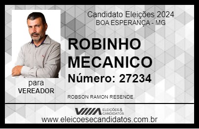 Candidato ROBINHO MECANICO 2024 - BOA ESPERANÇA - Eleições