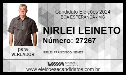 Candidato NIRLEI LEINETO 2024 - BOA ESPERANÇA - Eleições