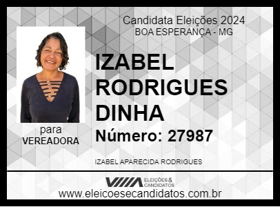 Candidato IZABEL RODRIGUES DINHA 2024 - BOA ESPERANÇA - Eleições