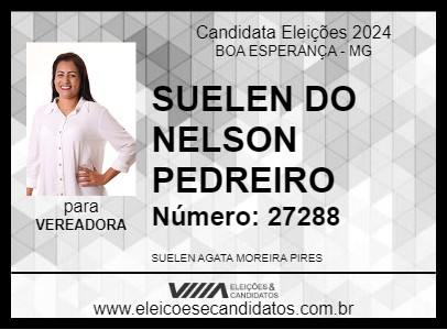 Candidato SUELEN DO NELSON PEDREIRO 2024 - BOA ESPERANÇA - Eleições