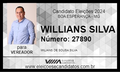 Candidato WILLIANS SILVA 2024 - BOA ESPERANÇA - Eleições