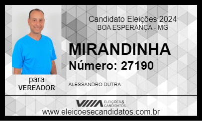 Candidato MIRANDINHA 2024 - BOA ESPERANÇA - Eleições