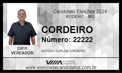 Candidato CORDEIRO 2024 - RODEIRO - Eleições