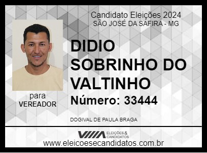 Candidato DIDIO SOBRINHO DO VALTINHO 2024 - SÃO JOSÉ DA SAFIRA - Eleições