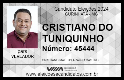 Candidato CRISTIANO DO TUNIQUINHO 2024 - GURINHATÃ - Eleições